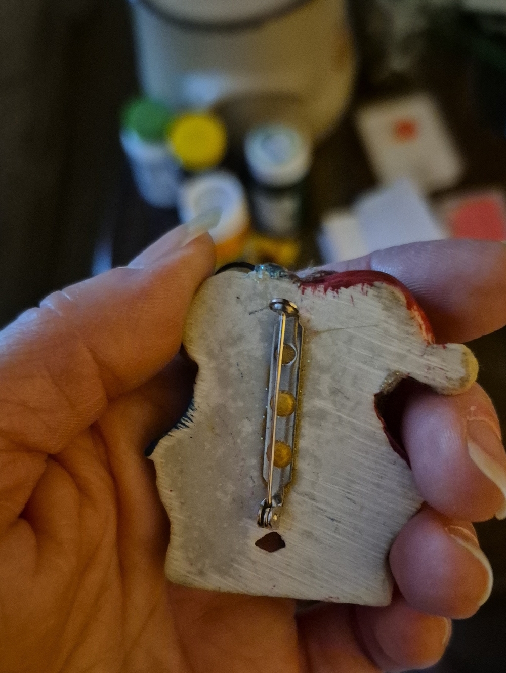 Ceramic Snowman Pin - Picture 2 of 2